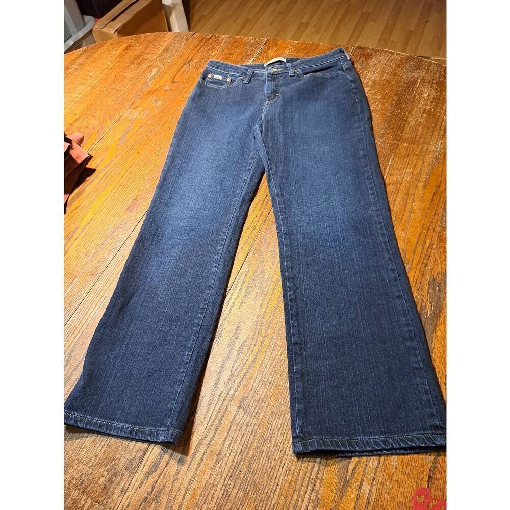 Size 8P Petite Lee Natural Straight Denim Blue Jeans Slimming Just Below Waist